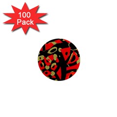 Red Artistic Design 1  Mini Magnets (100 Pack) 