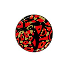 Red Artistic Design Hat Clip Ball Marker (4 Pack) by Valentinaart