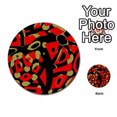 Red Artistic Design Multi-purpose Cards (round) 