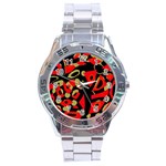 Red artistic design Stainless Steel Analogue Watch Front