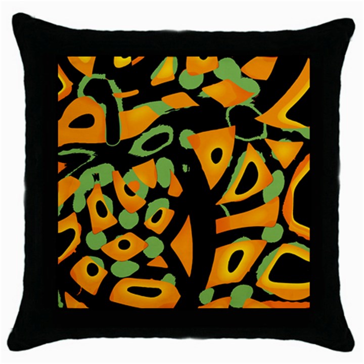 Abstract animal print Throw Pillow Case (Black)