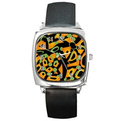 Abstract Animal Print Square Metal Watch by Valentinaart