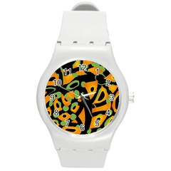 Abstract Animal Print Round Plastic Sport Watch (m) by Valentinaart