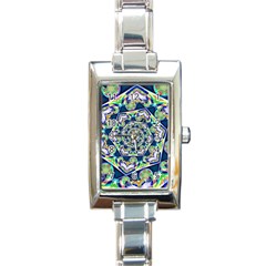 Power Spiral Polygon Blue Green White Rectangle Italian Charm Watch by EDDArt