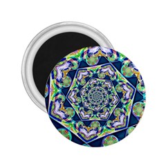 Power Spiral Polygon Blue Green White 2 25  Magnets by EDDArt