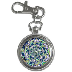 Power Spiral Polygon Blue Green White Key Chain Watches by EDDArt