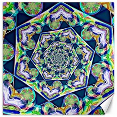 Power Spiral Polygon Blue Green White Canvas 16  X 16   by EDDArt