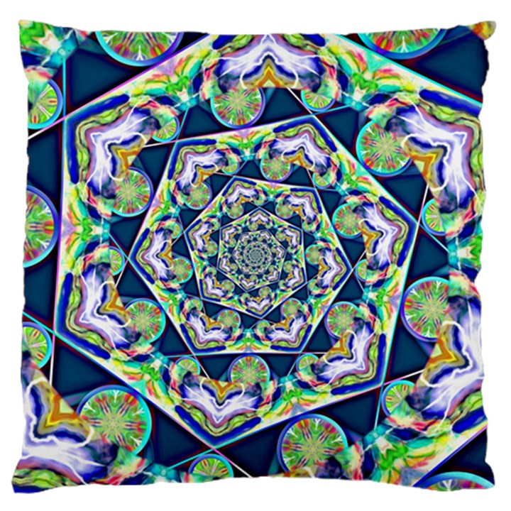 Power Spiral Polygon Blue Green White Large Cushion Case (Two Sides)