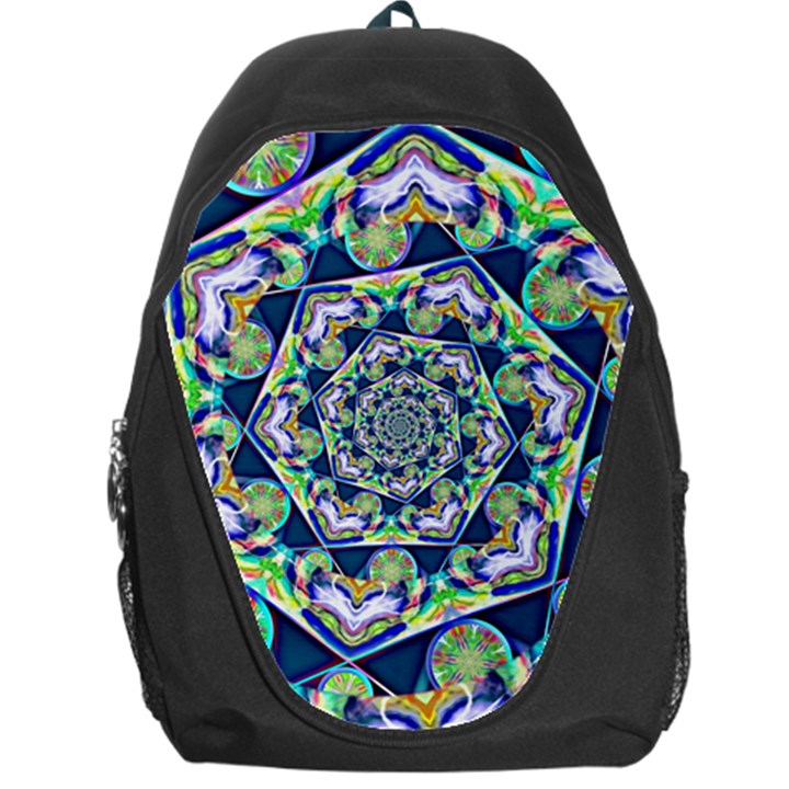 Power Spiral Polygon Blue Green White Backpack Bag