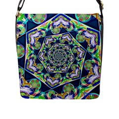 Power Spiral Polygon Blue Green White Flap Messenger Bag (l)  by EDDArt