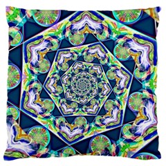 Power Spiral Polygon Blue Green White Large Flano Cushion Case (two Sides) by EDDArt