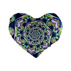 Power Spiral Polygon Blue Green White Standard 16  Premium Flano Heart Shape Cushions by EDDArt