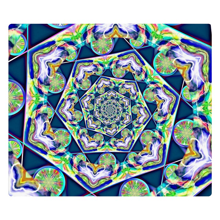 Power Spiral Polygon Blue Green White Double Sided Flano Blanket (Small) 