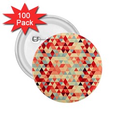 Modern Hipster Triangle Pattern Red Blue Beige 2 25  Buttons (100 Pack)  by EDDArt