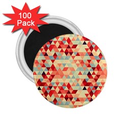 Modern Hipster Triangle Pattern Red Blue Beige 2 25  Magnets (100 Pack)  by EDDArt