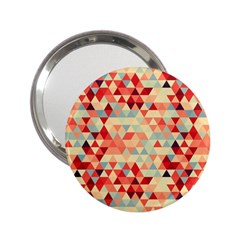 Modern Hipster Triangle Pattern Red Blue Beige 2 25  Handbag Mirrors by EDDArt