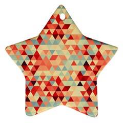 Modern Hipster Triangle Pattern Red Blue Beige Star Ornament (two Sides)  by EDDArt