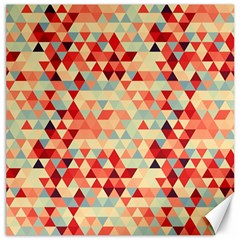 Modern Hipster Triangle Pattern Red Blue Beige Canvas 12  X 12   by EDDArt