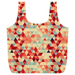 Modern Hipster Triangle Pattern Red Blue Beige Full Print Recycle Bags (l)  by EDDArt