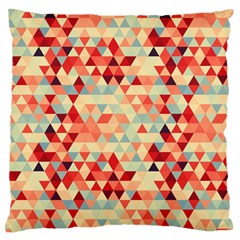 Modern Hipster Triangle Pattern Red Blue Beige Large Flano Cushion Case (two Sides) by EDDArt