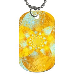 Gold Blue Abstract Blossom Dog Tag (one Side) by designworld65