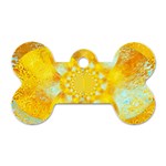 Gold Blue Abstract Blossom Dog Tag Bone (Two Sides) Back