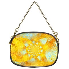 Gold Blue Abstract Blossom Chain Purses (one Side)  by designworld65