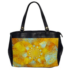 Gold Blue Abstract Blossom Office Handbags by designworld65