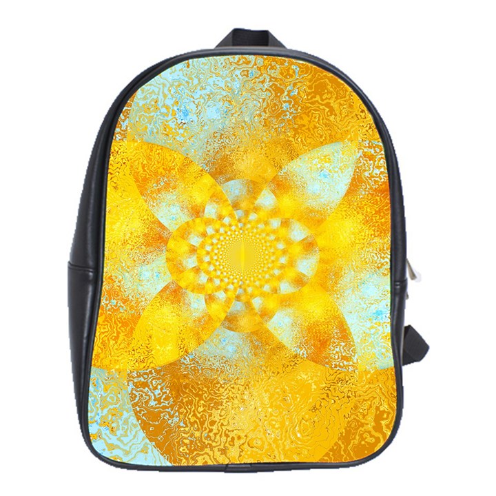 Gold Blue Abstract Blossom School Bags (XL) 