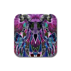 Sly Dog Modern Grunge Style Blue Pink Violet Rubber Square Coaster (4 Pack)  by EDDArt