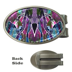 Sly Dog Modern Grunge Style Blue Pink Violet Money Clips (oval)  by EDDArt