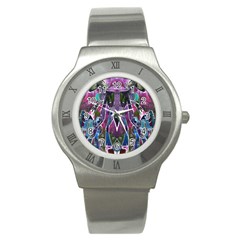 Sly Dog Modern Grunge Style Blue Pink Violet Stainless Steel Watch by EDDArt