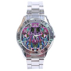 Sly Dog Modern Grunge Style Blue Pink Violet Stainless Steel Analogue Watch by EDDArt