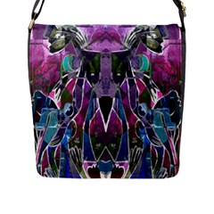 Sly Dog Modern Grunge Style Blue Pink Violet Flap Messenger Bag (l)  by EDDArt