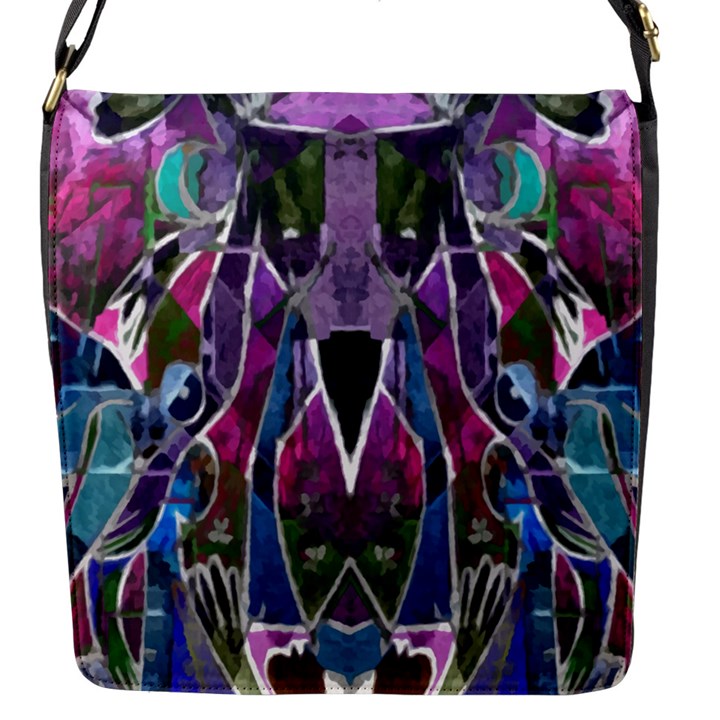 Sly Dog Modern Grunge Style Blue Pink Violet Flap Messenger Bag (S)