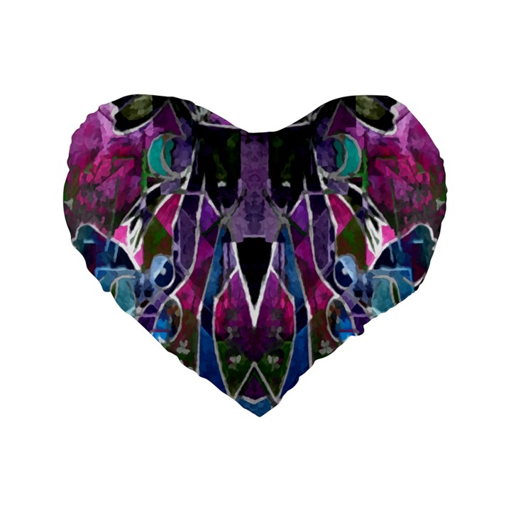 Sly Dog Modern Grunge Style Blue Pink Violet Standard 16  Premium Flano Heart Shape Cushions
