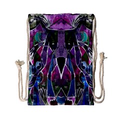 Sly Dog Modern Grunge Style Blue Pink Violet Drawstring Bag (small) by EDDArt