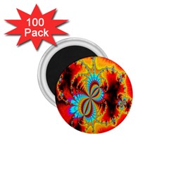 Crazy Mandelbrot Fractal Red Yellow Turquoise 1 75  Magnets (100 Pack)  by EDDArt