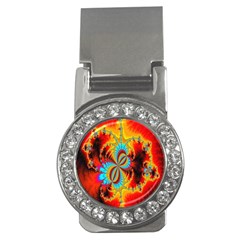 Crazy Mandelbrot Fractal Red Yellow Turquoise Money Clips (cz)  by EDDArt