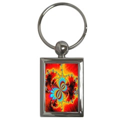 Crazy Mandelbrot Fractal Red Yellow Turquoise Key Chains (rectangle)  by EDDArt