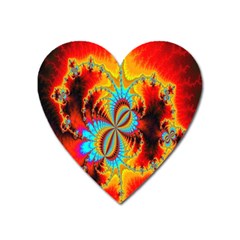 Crazy Mandelbrot Fractal Red Yellow Turquoise Heart Magnet by EDDArt