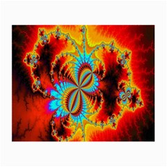 Crazy Mandelbrot Fractal Red Yellow Turquoise Small Glasses Cloth (2-side) by EDDArt