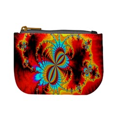 Crazy Mandelbrot Fractal Red Yellow Turquoise Mini Coin Purses by EDDArt