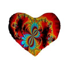 Crazy Mandelbrot Fractal Red Yellow Turquoise Standard 16  Premium Heart Shape Cushions by EDDArt