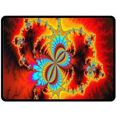 Crazy Mandelbrot Fractal Red Yellow Turquoise Double Sided Fleece Blanket (large)  by EDDArt