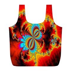 Crazy Mandelbrot Fractal Red Yellow Turquoise Full Print Recycle Bags (l)  by EDDArt