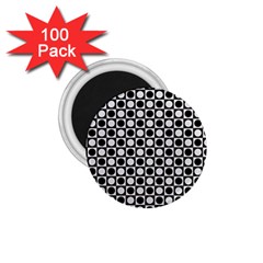 Modern Dots In Squares Mosaic Black White 1 75  Magnets (100 Pack)  by EDDArt