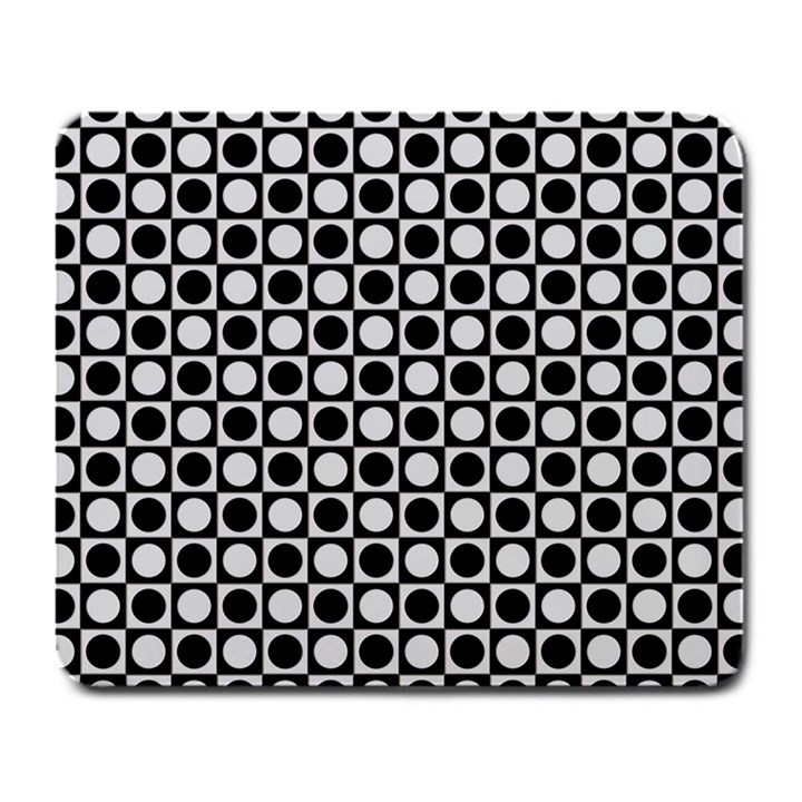 Modern Dots In Squares Mosaic Black White Large Mousepads