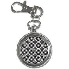 Modern Dots In Squares Mosaic Black White Key Chain Watches by EDDArt