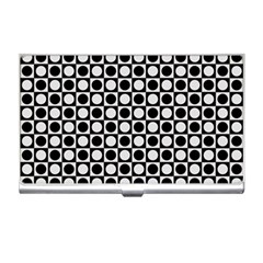 Modern Dots In Squares Mosaic Black White Business Card Holders